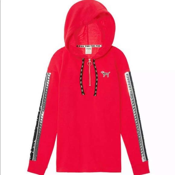 VS PINK BLING SEQUIN PERFECT TUNIC HOODIE PULLOVER - Picture 2 of 14